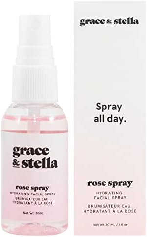 grace & stella Award Winning Rose Water Facial Spray (30ml) - Vegan - Rose Water Spray Toner for Face - Rose Spray Facial Mist - Rosewater Spray Rose Hydrosol