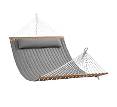 VEVOR Double Quilted Fabric Hammock, 12 FT Double Hammock with Hardwood Spreader Bars, 2 Person Quilted Hammock with Detach…
