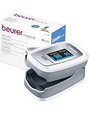 Beurer Pulsioxímetro De Dedo Para La Medición De La Saturación De Oxigeno En La Sangre Y El Pulso, Blanco/Plata, 60 x 36 x 32 mm