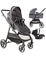 Carrito Bebe 3 en 1 Interbaby | Silla Paseo desde Nacimiento hasta 48 meses o 22 kg | Capazo Acolchado, Amortiguadores, Asiento Ajustable y Silla de Auto (Grupo 0) | Cochecito bebe Modelo Versa Gris