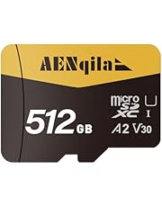 AENqila Carte Micro SD 512 Go, Carte Mémoire Haute, Carte Mémoire Micro SD+ Adaptateur, A2, V30, Compatible Full-HD pour Camera, Drone, Smartphone