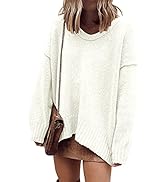 ANRABESS Women's Oversized Sweater Casual Off Shoulder Scoop Neck Batwing Sleeve Knit 2023 Trendy...