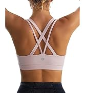 RUNNING GIRL Strappy Sports Bra for Women Sexy Crisscross Back Light Support Yoga Bra with Remova...