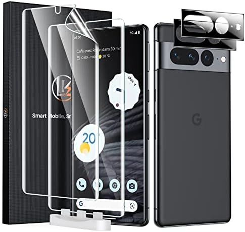 LK 2 Pack for Google Pixel 7 Pro Screen Protector 6.7-inch + 2 Pack Lens Protector with Positioning Tool, Self-Healing TPU Film, Touch Sensitive, HD Ultra-Thin