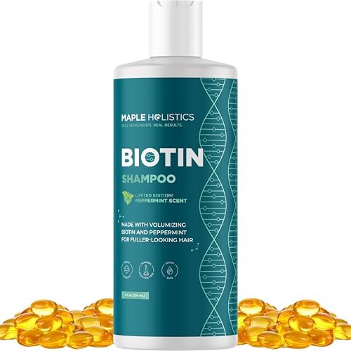 Volumizing Biotin Shampoo for Thinning Hair - Thin Hair Shampoo with Peppermint Argan and Essential Oils for Hair Care - Vegan Sulfate Free Shampoo for Damaged Dry Hair Paraben and Cruelty Free (Mint)