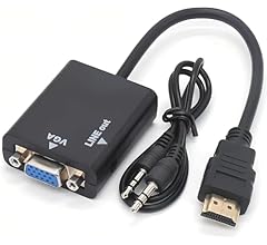 Conversor Cabo Adaptador HDMI para VGA com Saída de Áudio P2 para Laptop, Desktop, Monitor, Projetor, TV, Console de Jogos