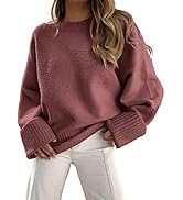 ANRABESS Women's Crewneck Long Sleeve Oversized Fuzzy Knit Chunky Warm Pullover Sweater Top