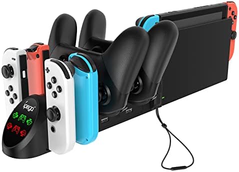 FYOUNG Dock di ricarica LED 6 in 1 per controller Nintendo Switch Pro e JoyCons, stazione di ricarica per controller JoyCons Nintendo Switch con presa USB 2.0 e porte USB 2.0