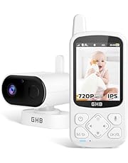 GHB Camara Vigilancia Bebe Vigilabebes con Camara con Pantalla 2.8&#34; 720P HD 2000mAh Pantalla IPS Recargable Visión Nocturna Sensor de Temperatura VOX 8 Canciones de Cuna