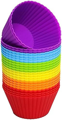 Pharamat Extra Large Silicone Cupcake Muffin Cups 24 Pack, 3.54 Inch Cupcake and Muffin Liners, Reusable Jumbo Silicone Baking Cups Easy to Clean, Great for Cupcake, Muffin(Multicolor)