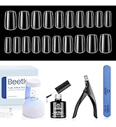 Beetles Easy Gel Tips Nail Extension Kit Short Square Pre-shaped False Nail Tips with 2 In 1 Nail...