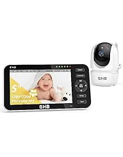 GHB Camara Vigilancia Bebe con 5&#34; HD Pantalla Vigilabebés con Cámara Batería de 4000mAh Soporta 4 Cámaras, Pantalla Dividida, 4×Zoom, Visión Nocturna, Comunicación Bidirecciona Escucha Bebes