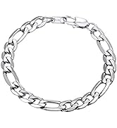 PROSTEEL 316L Stainless Steel Bracelet For Men Women, Stylish Figaro Chain, Nickel-Free, Hypoalle...