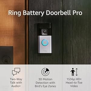 Ring Battery Doorbell Pro | Two-Way Talk with Audio+, 3D Motion Detection, and 1536p HD+ Head-to-Toe Video (2024 release)