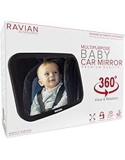 RAVIAN Espejo de coche para bebé para asiento trasero - Espejo de asiento de coche más seguro con vista cristalina, a prueba de roturas, espejo retrovisor ajustable (paquete de 1)