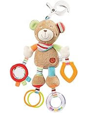 Fehn peluche de juguete de actividades - juguete de actividades motoras para cochecitos, cunas y portabebés para morder, agarrar y hacer ruidos - para bebés y niños a partir de 0+ meses