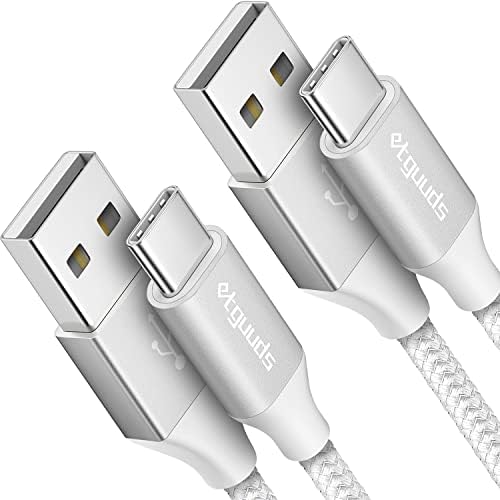 etguuds USB to USB C Cable 3.3ft, 2-Pack USB A to Type C Charger Cord Fast Charging for Samsung Galaxy A15 A25 A35 A55 A54, S24 S23 S22 S21 S20 S10 S10E, Note 20 10, Moto G, for iPhone 16 15, White