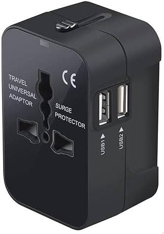 Vishui Premium Travel Adapter, Portable Universal All in One Worldwide Power Adapter, European Travel Plug Adapter, Power Converter Adapter, for AC Power Plug, Car Power, with Dual USB Charging Ports