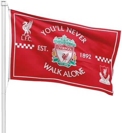 FC Liverpool You'll Never Walk Alone Flag Banner 3x5 feet Soccer Indoor Outdoor Football Flag Soccer 2 Grommets Included