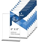 YULEER Clear Acrylic Sign Holder 8 Pack, 6 x 8.5 inches Double Sided Menu Holder Clear Sign Displ...