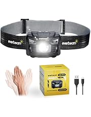 Everbeam H6 Pro LED Head Torch Headlamp, Motion Sensor Control, 650 Lumen Bright 20 Hours Runtime 1200mAh Battery Powered USB Rechargeable Waterproof Headlight Flashlight, Camping Hiking Fishing Work