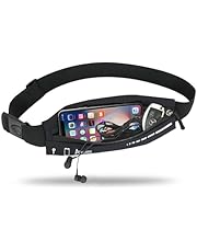 Slim Running Belt Fanny Pack for Women Men, Phone Holder Runners Pouch Waist Belt for Workout Jogging, Money Belt Running Gift Gear Accessories, Black, One Size, Fashion