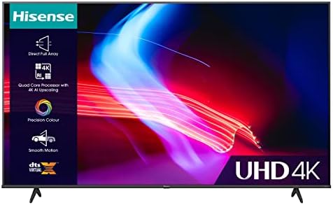 Hisense 43 Inch VIDAA Smart TV 43A6KTUK - Dolby Vision, Pixel Tuning, Voice Remote, Share to TV, and Youtube, Freeview Play, Netflix and Disney (2023 Model), Black