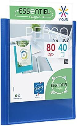 Viquel - Protège documents 80 Vues (40 pochettes) - Porte vue personnalisable - Reliure en plastique Format A4