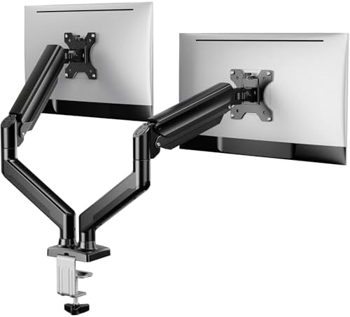 ErGear Dual Monitor Stand up to 32 inches Screen, Load-Bearing Max 22 lbs Each Arm, Adjustable Dual Monitor Mount, Sturdy Steel vesa Monitor Mount with Stable VESA 75x75 100x100mm