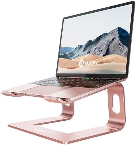 Nulaxy Laptop Stand, Ergonomic Aluminum Laptop Computer Stand, Detachable Laptop Riser Notebook Holder Stand Compatible with MacBook Air Pro, Dell XPS, HP, Lenovo More 10-15.6” Laptops (D-Rose Gold)