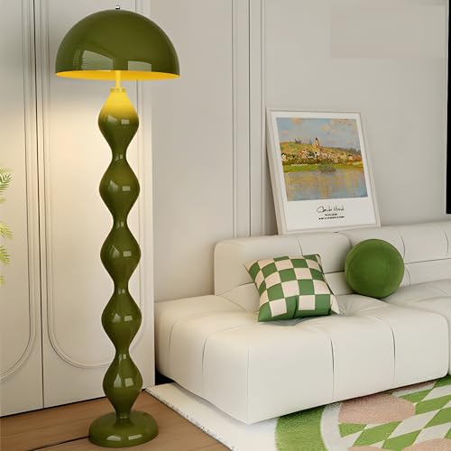 LITFAD Unique Floor Lamp with Iron Shade and Foot Switch Modern Floor Light for Stylish Indoor Lighting - 110V-120V Green