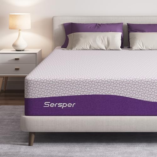 Sersper Queen Mattress 12 inch - Bamboo Charcoal Memory Foam Mattress for Cool Sleep & Pressure Relief - Fiberglass Free - CertiPUR-US Certified - Medium Firm