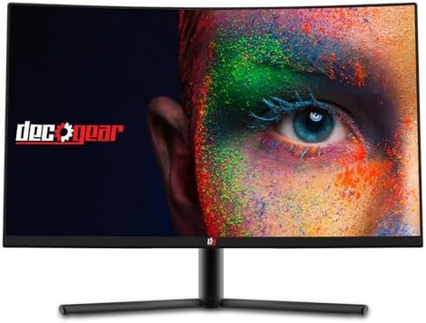 Deco Gear 27-Inch 2560x1440 HDR 400 Color Accurate Curved Gaming Monitor, VA Panel, 16:9 Aspect Ratio, 3000:1 Contrast Ratio, 99% sRGB, 85% NTSC, 90% DCI-P3, 83% Adobe RGB, 144Hz Refresh Rate