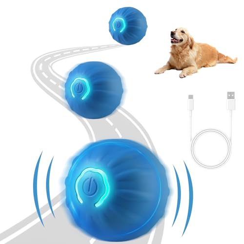 TecoKart ® Interactive Dog Toys Ball, USB Rechargeable, Motion Activated Automatic Rolling Ball with Lights, Boredom Relief E