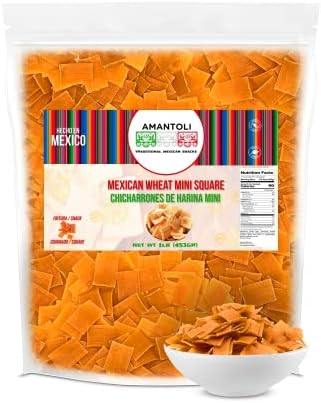 Amantoli - Mexican Duritos Mini Squares Wheat 1Lb (453gr) Snack, Traditional, Crunchy, Delicious | Chicharron / Fritura De Harina En Forma De Cuadrado Para Freir | Made In Mexico.