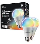 GE CYNC Full Color Dynamic Effects Smart LED Light Bulbs, Color Changing Indoor Lights, Bluetooth...