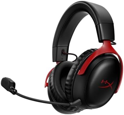 HyperX Cloud III Wireless Gaming Headsets with Microphone Noise Cancellation DTS Headphone:X 120-Hour Battery for PC, PS5, PS4, Nintendo Switch Playstation Headset, 77Z46AA Black/Red (Renewed)