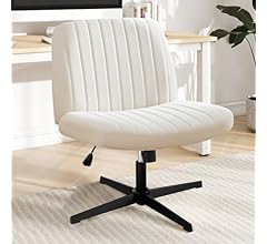 Criss Cross Chair, Cross Legged Office Chair, Wide Comfty Desk Chair, No Wheels Armless Computer Task Chair, Swivel Fabric …