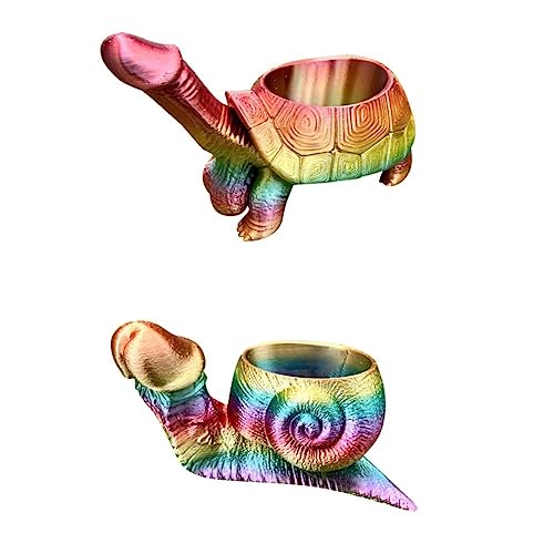 AZURAOKEY Resin Turtle Snail Flowerpot Animal Garden Pots Colorful Turtle Animal Sculpture Planters Handicraft for Home Offic