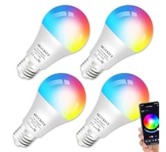 Foco Inteligente Wifi & Bluetooth, Glückluz Foco LED Alexa Bombilla,10W 1000lm Smart RGBCW Bulb, Colors Regulable Dimmeable…
