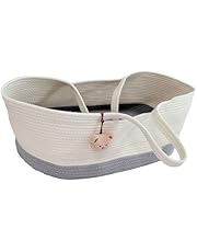 NCONCO Cesta de cama para recién nacido, cama de bebé, portátil, cuerda de algodón, saco de dormir para viajes al aire libre, coche, viajes (gris + blanco)