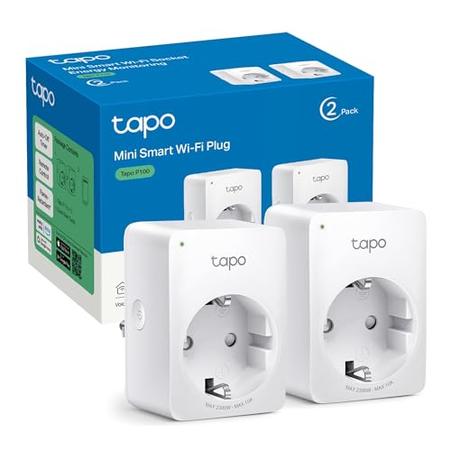 TP-Link Tapo P100 (2-Pack) - Mini Enchufe Inteligente Wi-Fi, óptimo para programar el encendido/apagado y ahorrar energía, no