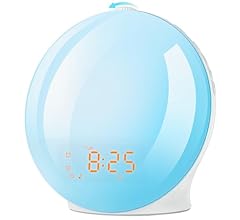 Alarm Clock Wake Up Light with Sunrise/Sunset Simulation Dual Alarms and Snooze Function, 7 Colors Atmosphere Lamp, 7 Natur…