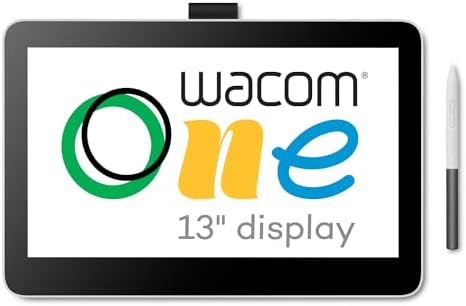 Wacom One 13 Drawing Tablet with Screen, 13.3" Full HD Laminated Touchscreen Graphics Tablet with Wacom One Pen, Beginners Creative Tablet w/Display for Mac, Windows PC, Chromebook