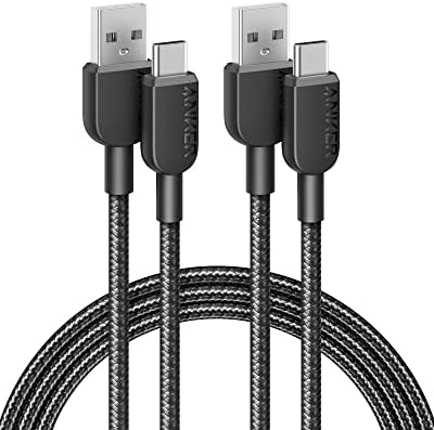 Anker USB to USB C Cable, USB A to Type C Charger Cord (2 Pack, 6FT), for Samsung Galaxy Note 10/S10+ S10, LG V30 (USB 2.0, Black)