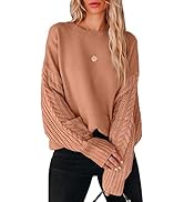 ANRABESS Women's Crewneck Cable Knit Long Sleeve Oversized Cozy Casual Chunky 2024 Fall Pullover ...