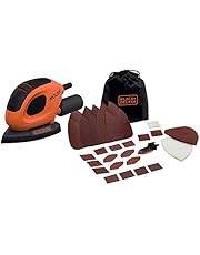 BLACK+DECKER Lijadora de Detalle Mouse 55 W, Velocidad de 11.000 RPM, Diámetro Orbita 1.5 mm, Fijación de Papel de Lija con Velcro, Incluye 10 Accesorios y Bolsa de Transporte, BEW230BCA