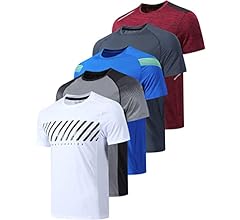 5 Pack Men’s Active Quick Dry Crew Neck T Shirts | Athletic Running Gym Workout Short Sleeve Tee Tops Bulk