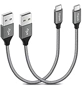 [2-Pack, 1ft] Short USB C Cable 4.2A Fast Charging, etguuds Nylon Braided Type C Fast Charger Cor...