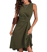 Happy Sailed Women's Summer Sleeveless Ruched Waist Flowy A Line High Low Midi Cocktail Party Dress